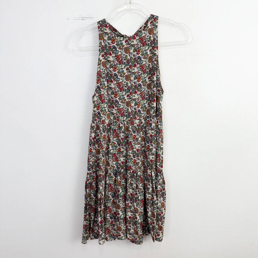 Natural‎ Life NWT Floral Sleeveless Tiered Mini Dress Boho Rayon Size S